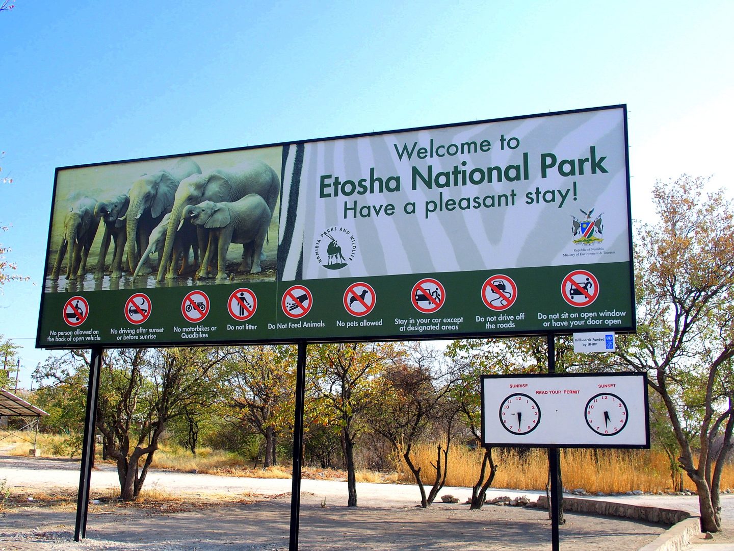 Entrée Parc Etosha Namibie