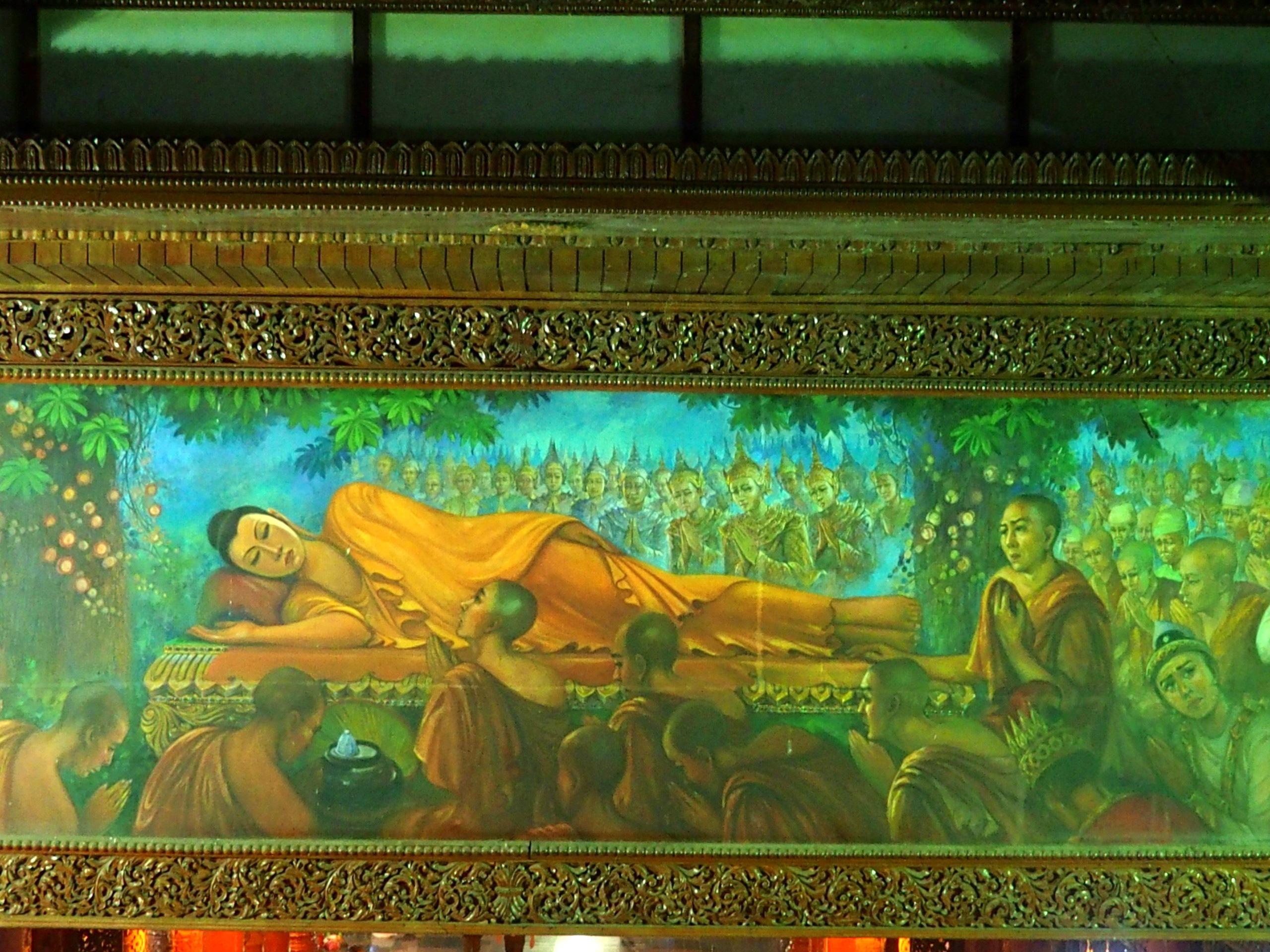 Peinture dans pagode Shwedagon Yangoon Birmanie