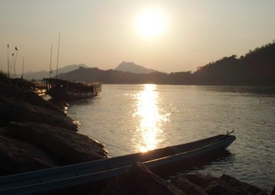 Coucher de soleil sur le Mékong Laos