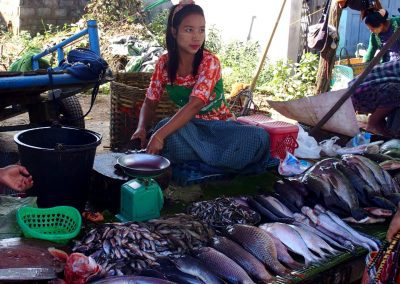 Jolie vendeuse poissons