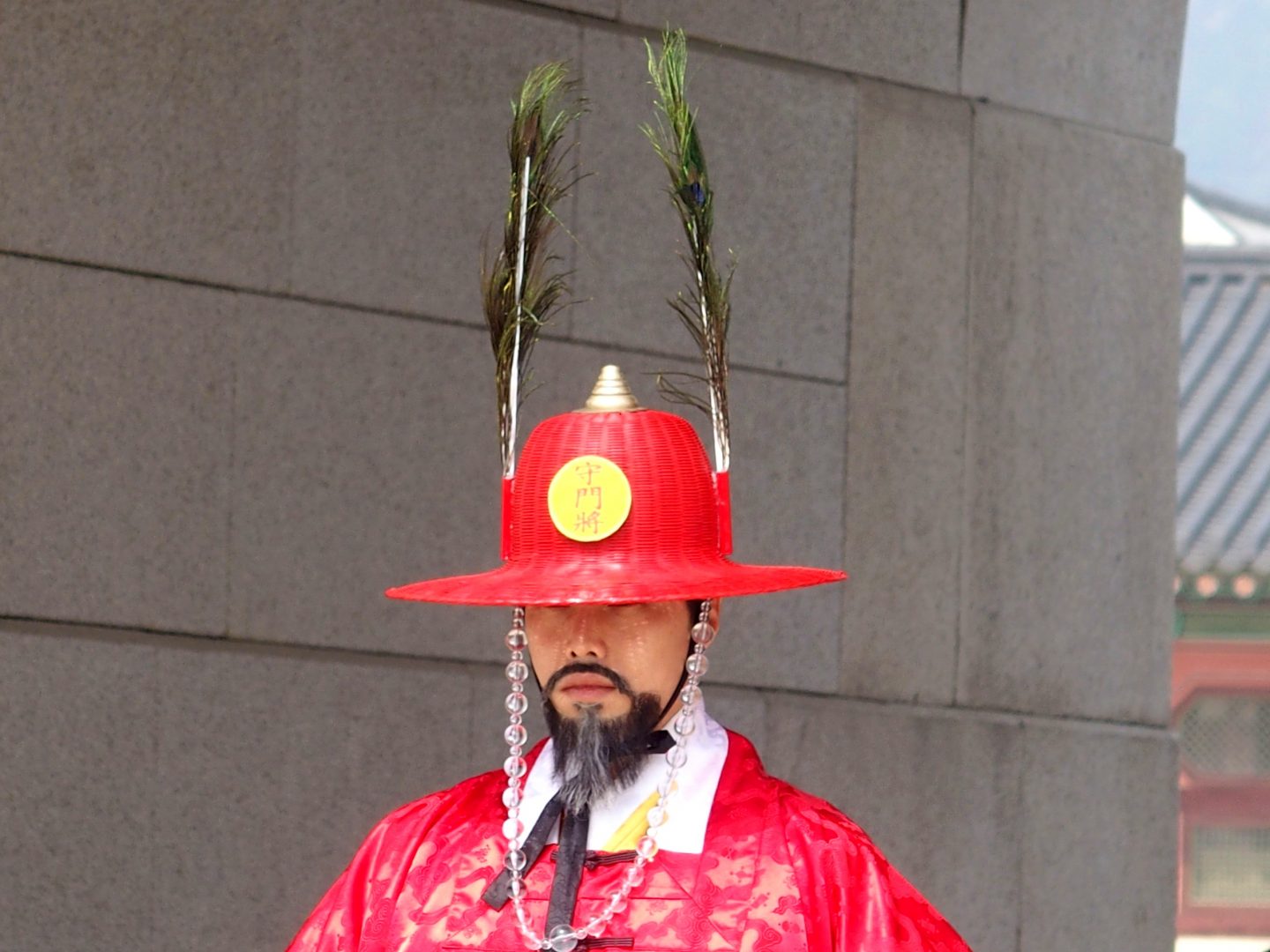 Chapeau à plumes garde royal Seoul Corée du sud