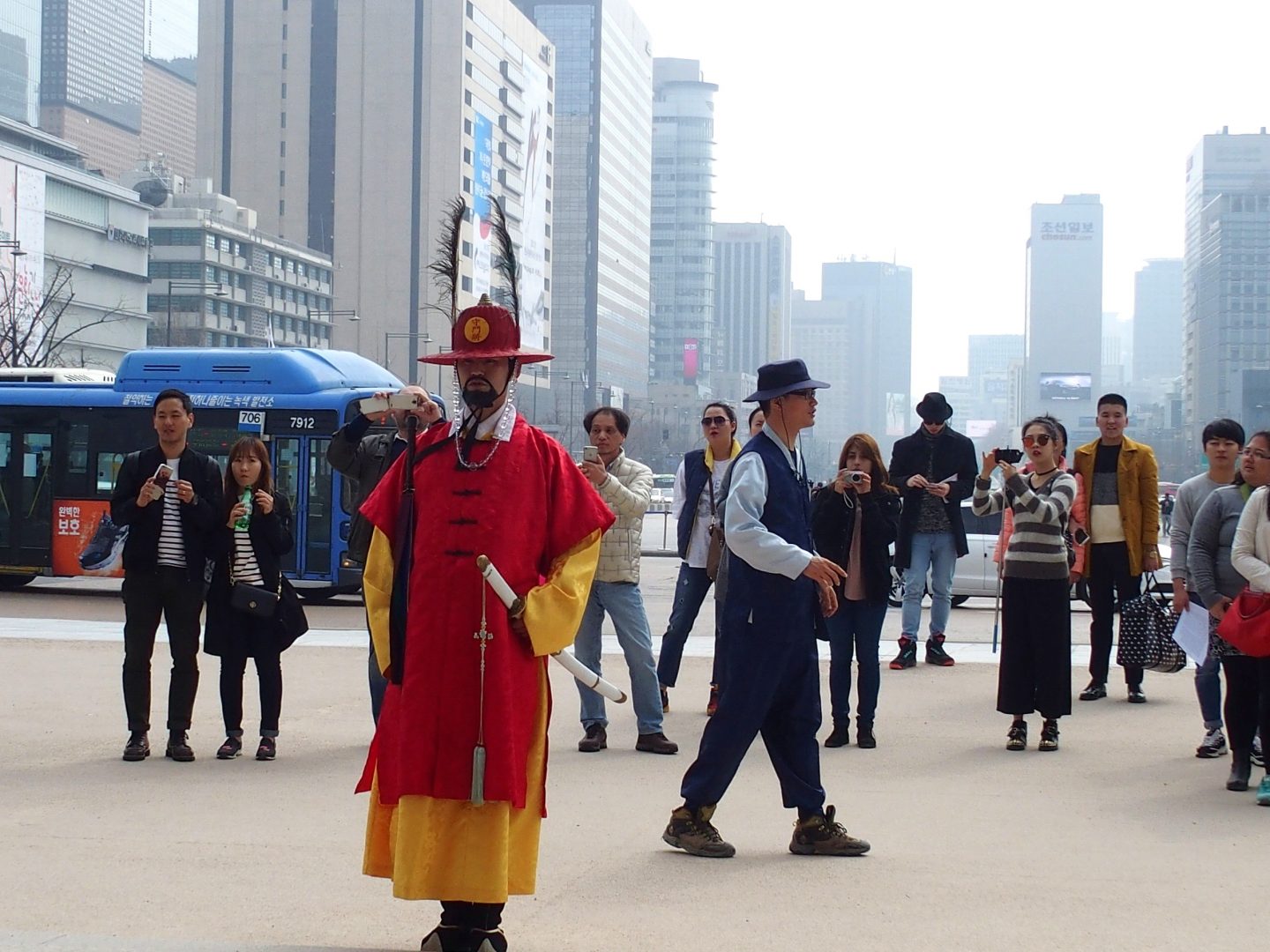 Garde entrée du Palais royal Seoul Corée du sud