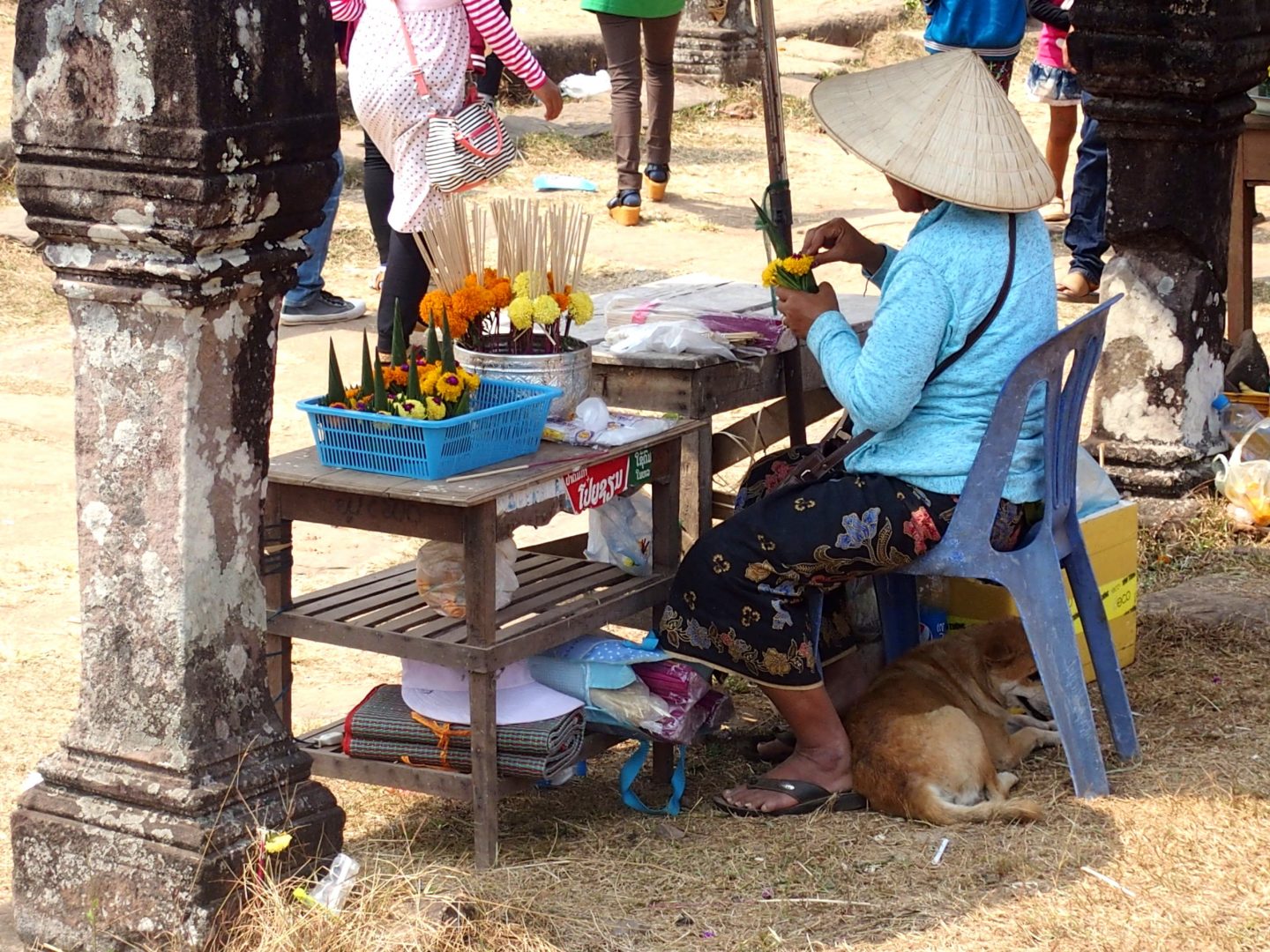 Vente offrandes Vat Phou Laos