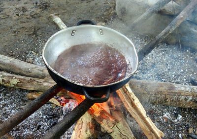 Epaississement du mélange cacao-sucre-eau