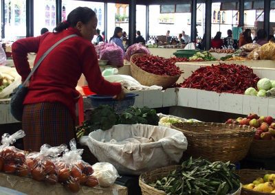 Etal légumes marché Timphu Bhoutan