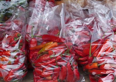 Sacs de piments marché Timphu Bhoutan