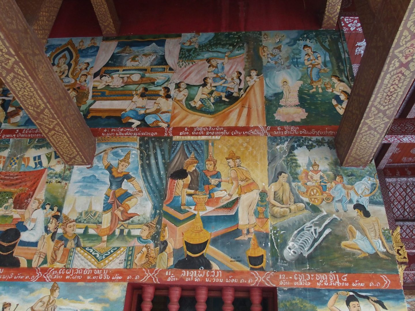 Scènes de vie de Bouddha Peinture Laos