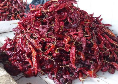 Vente de piments marché Timphu Bhoutan