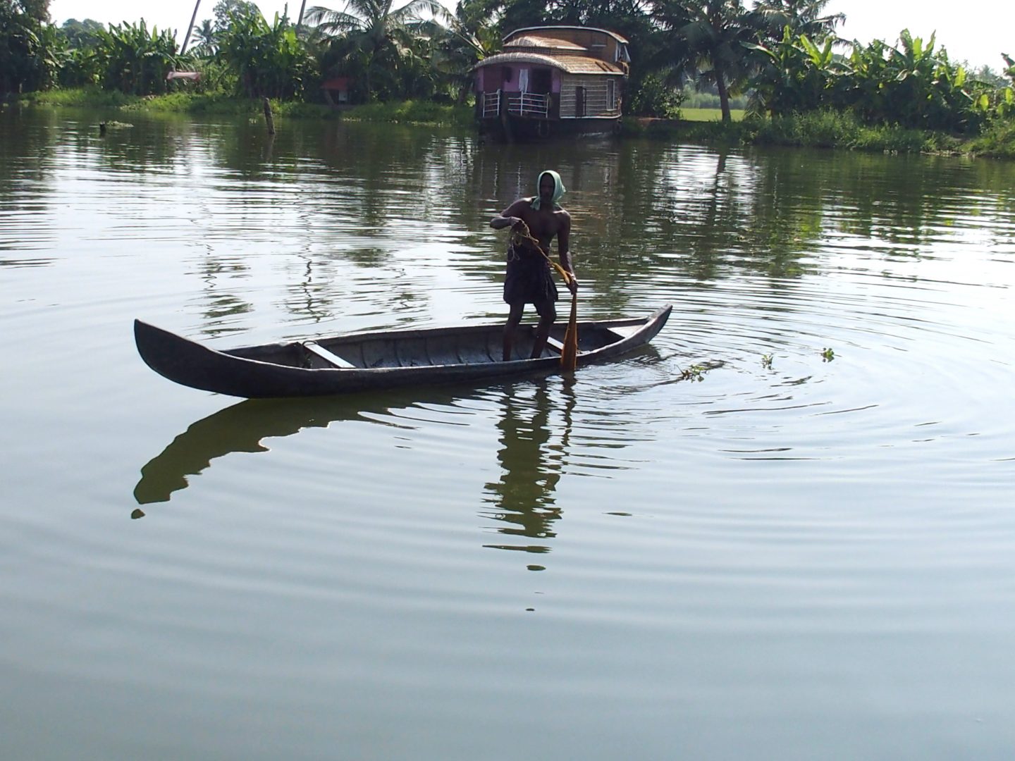 Pêcheur sur backwater Allepey Kerala Inde