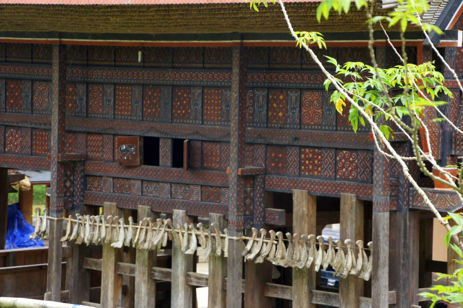 Maisons traditionnelles peintes et sculptées Pays Toraja Sulawesi Indonésie