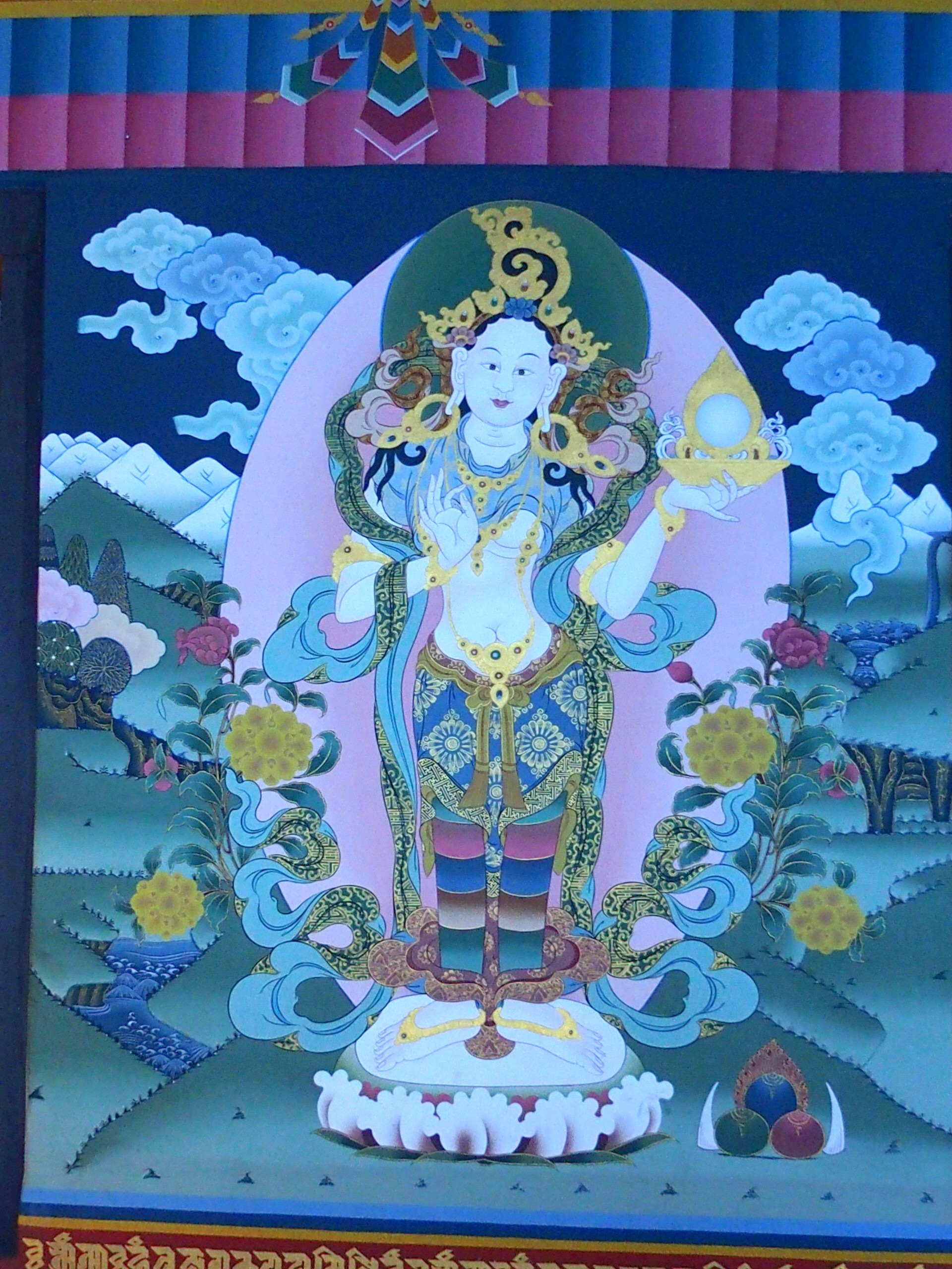 Divinité peinte sur mur monastère Bhoutan