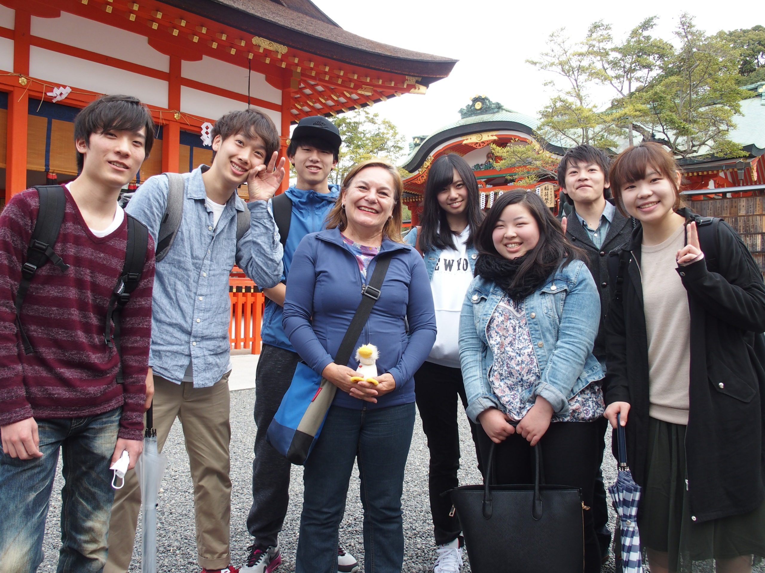 Avec un groupe d'étudiants à Kyoto