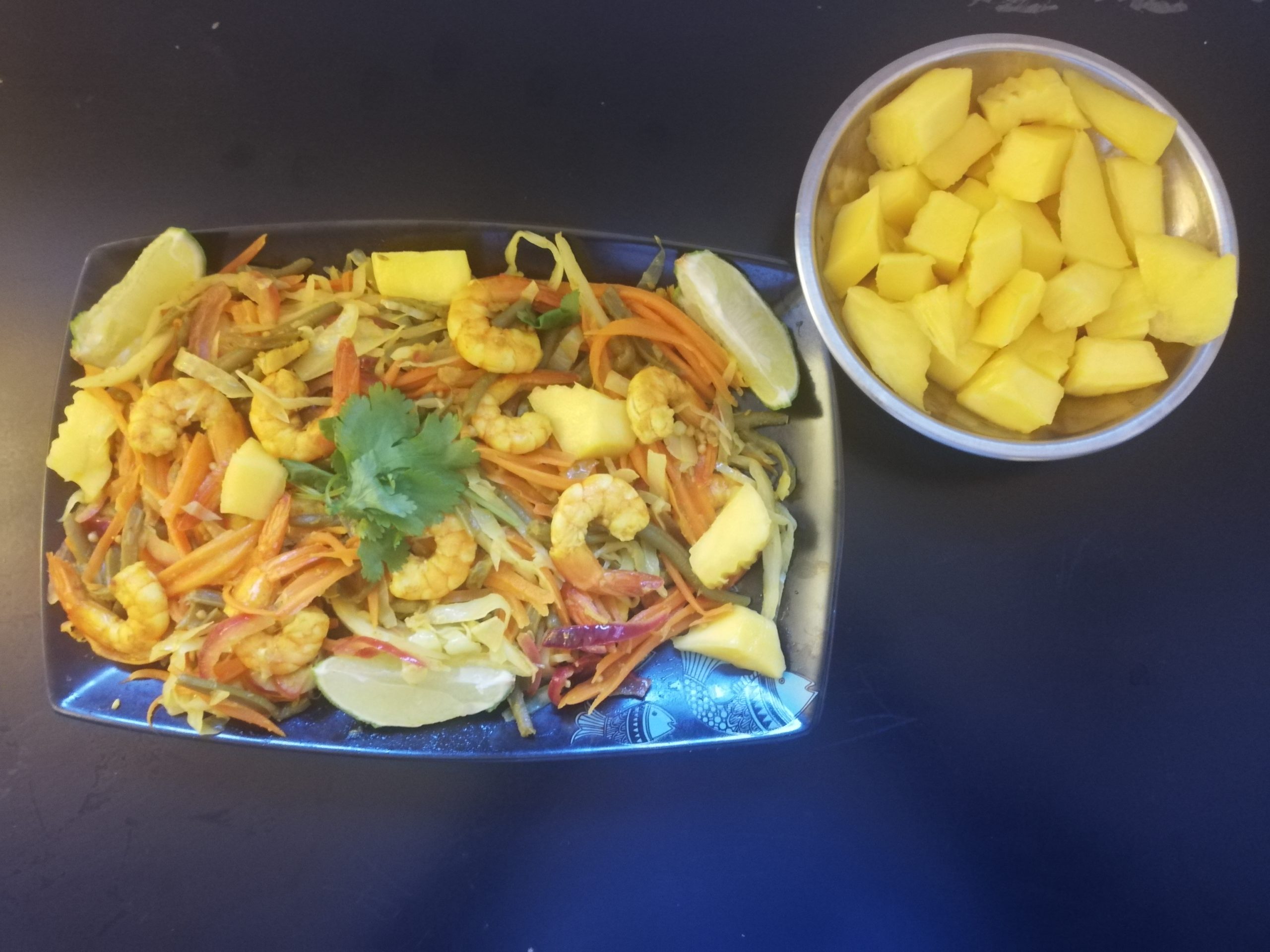 recette des achards de légumes aux crevettes et cubes de mangue