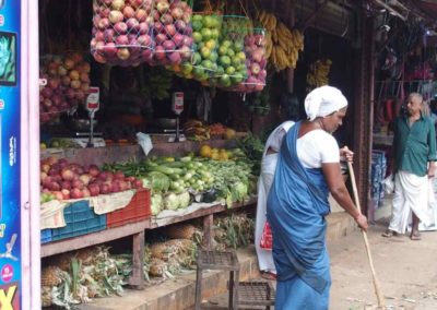 Marchande fruits et légumes marché Vishram Inde