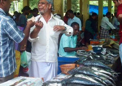 Vendeur poissons marché Vishram Inde