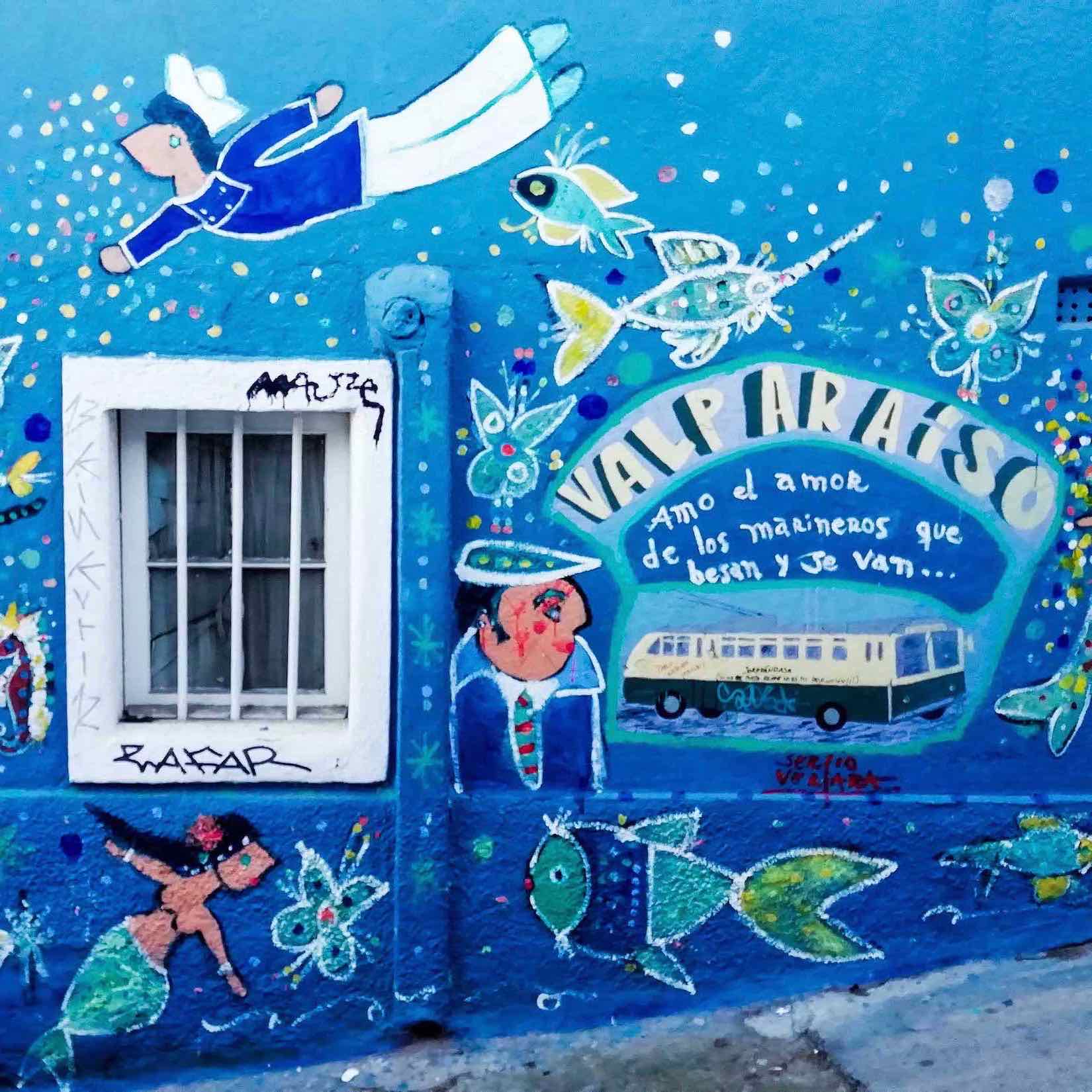 Street art coloré Valparaiso